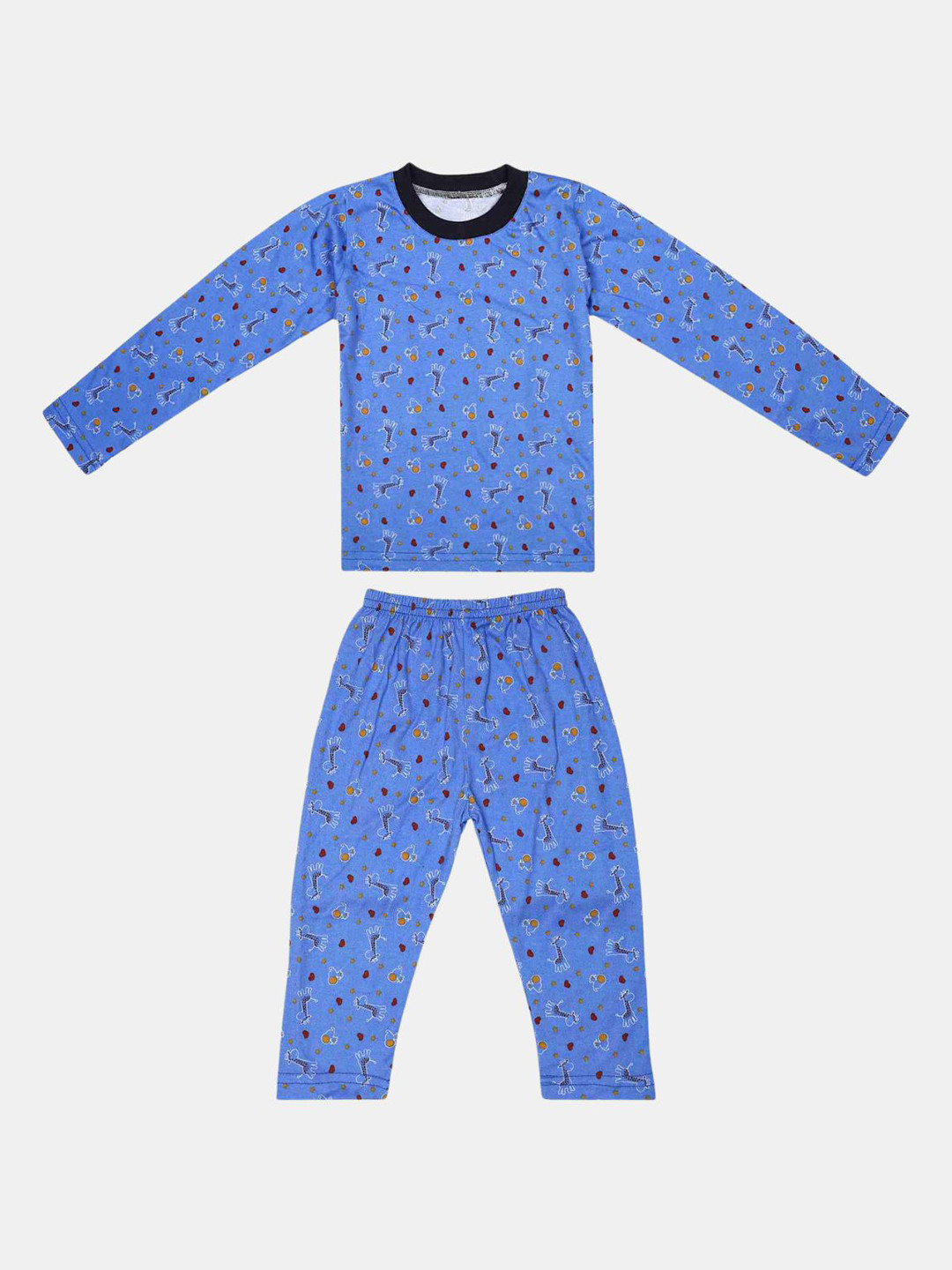 GiglyMigly Unisex Kids Blue & Black Printed Night suit