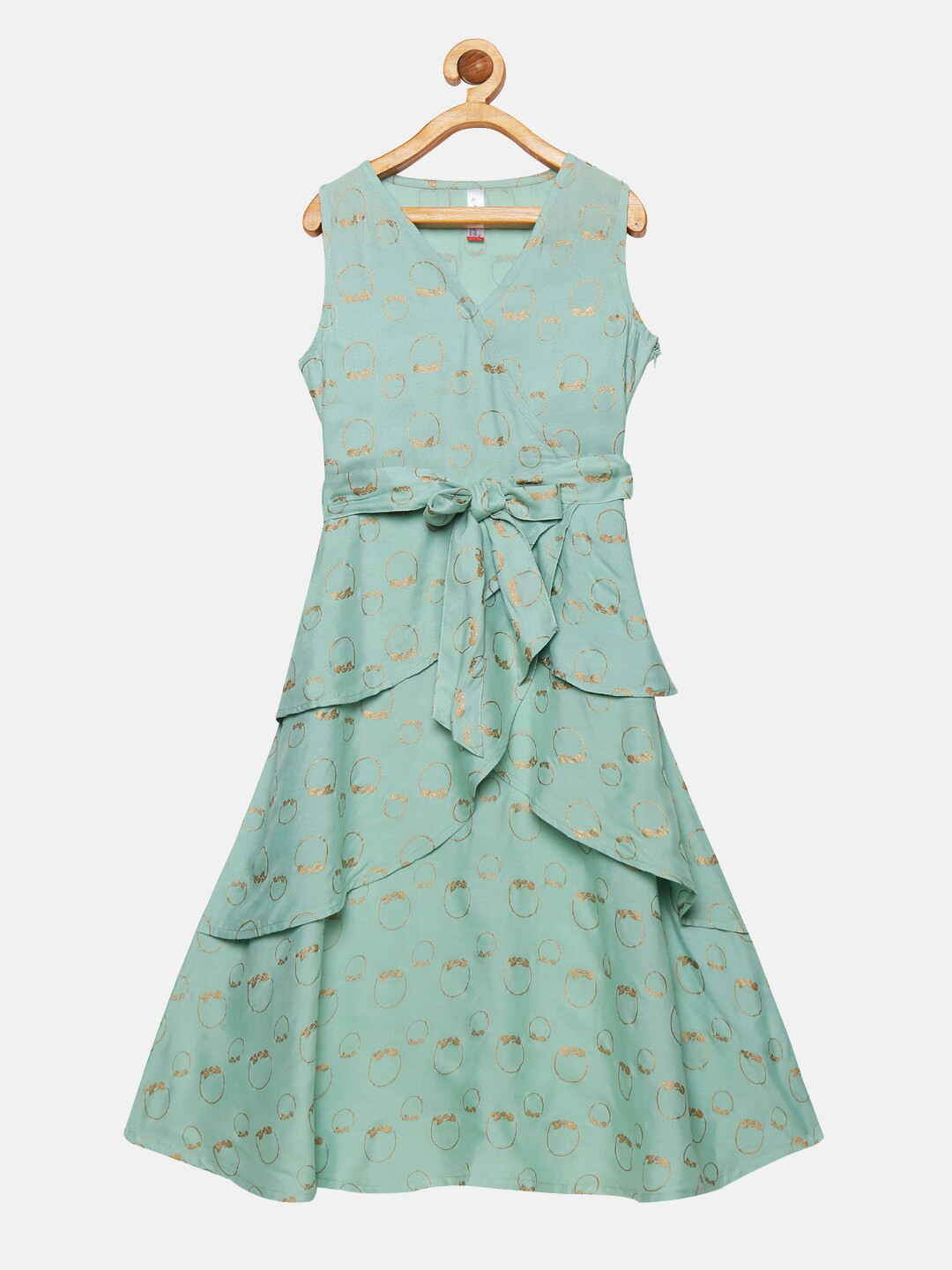 KiddoPanti Green Floral Maxi Dress