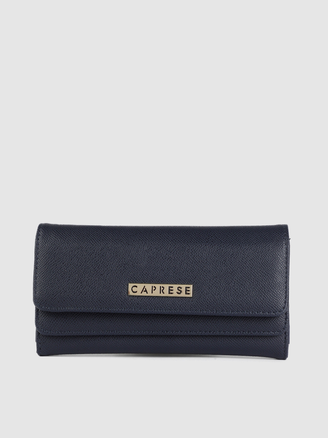 Caprese Women Navy Blue Solid Envelope Wallet