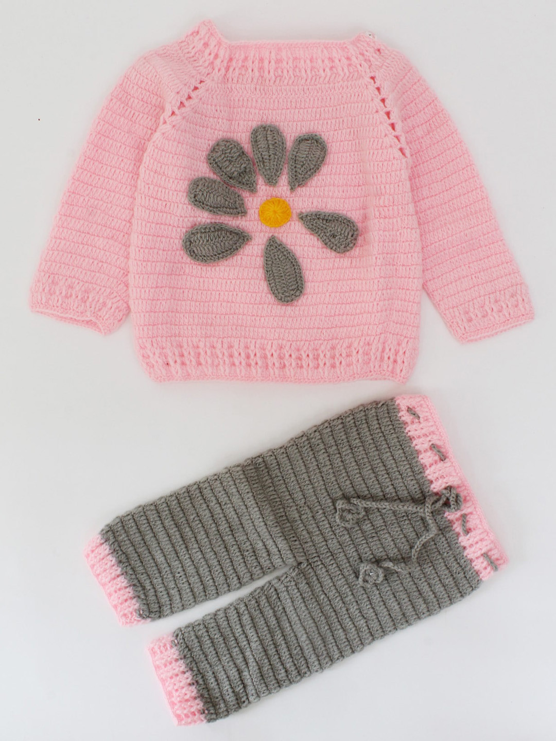 Woonie Unisex Kids Grey & Pink Embellished T-shirt with Pyjamas