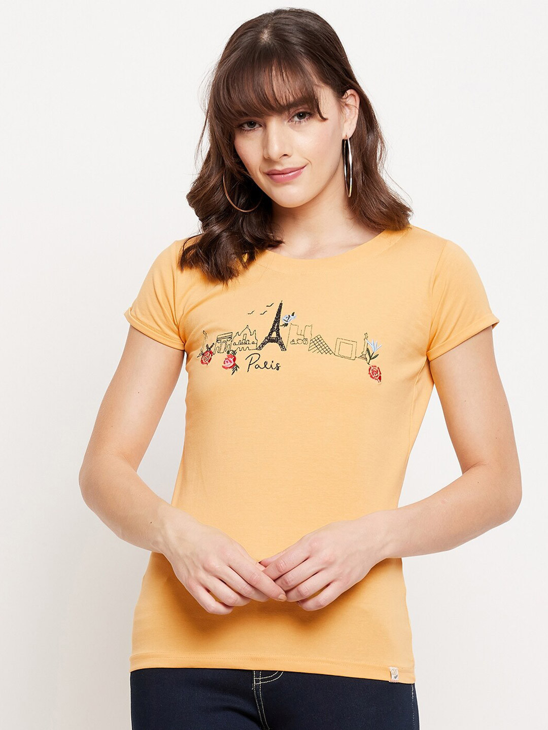 Duke Yellow Embellished Print Top