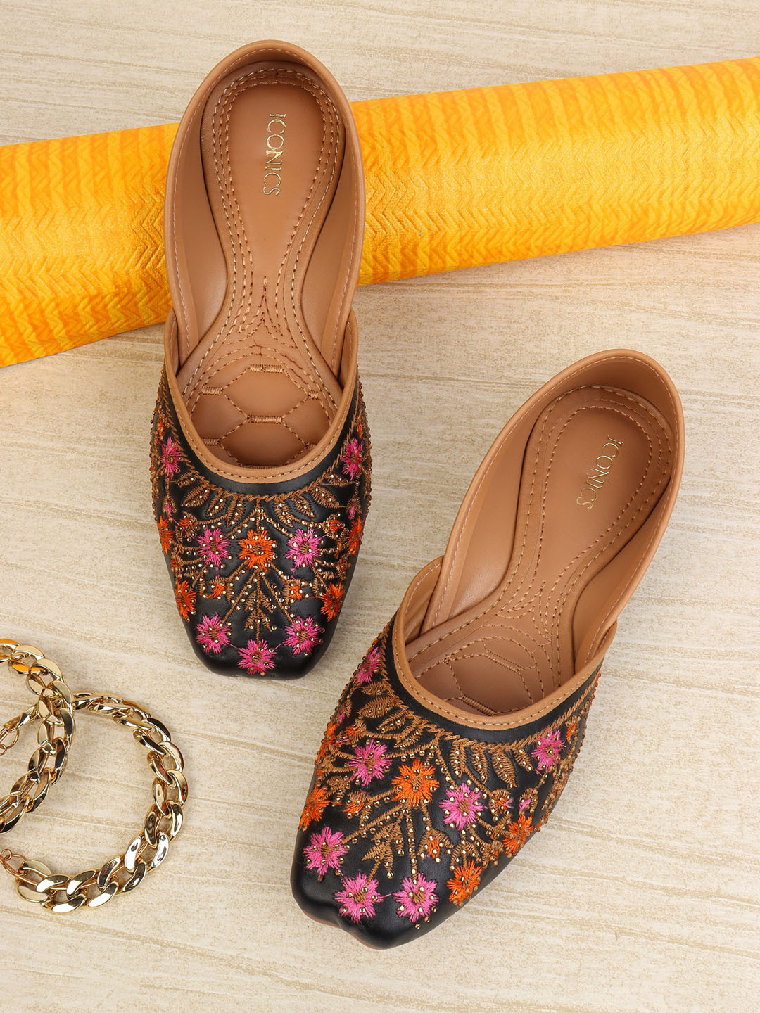 ICONICS Women Embellished Ethnic Mojaris Flats