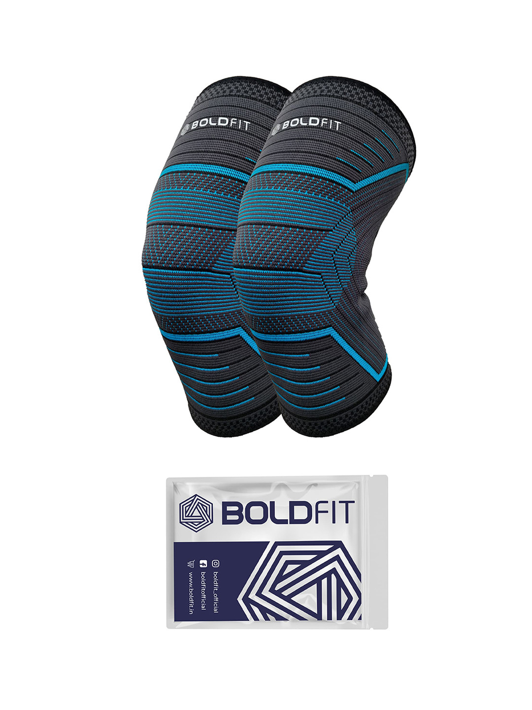 BOLDFIT Blue & Black Nylon Gym Knee Cap