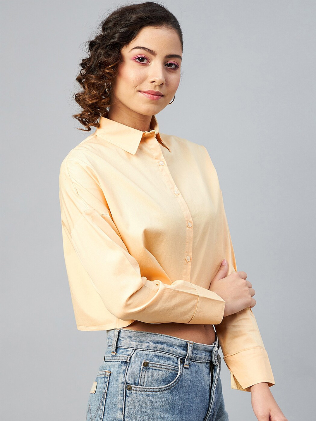 CHIMPAAANZEE Women Yellow Boxy Casual Shirt