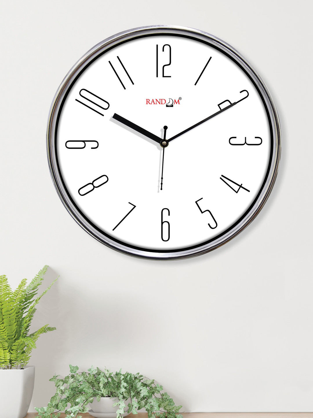 RANDOM White Plastic Large Display Round Battery Analogue Wall Clock-30cm
