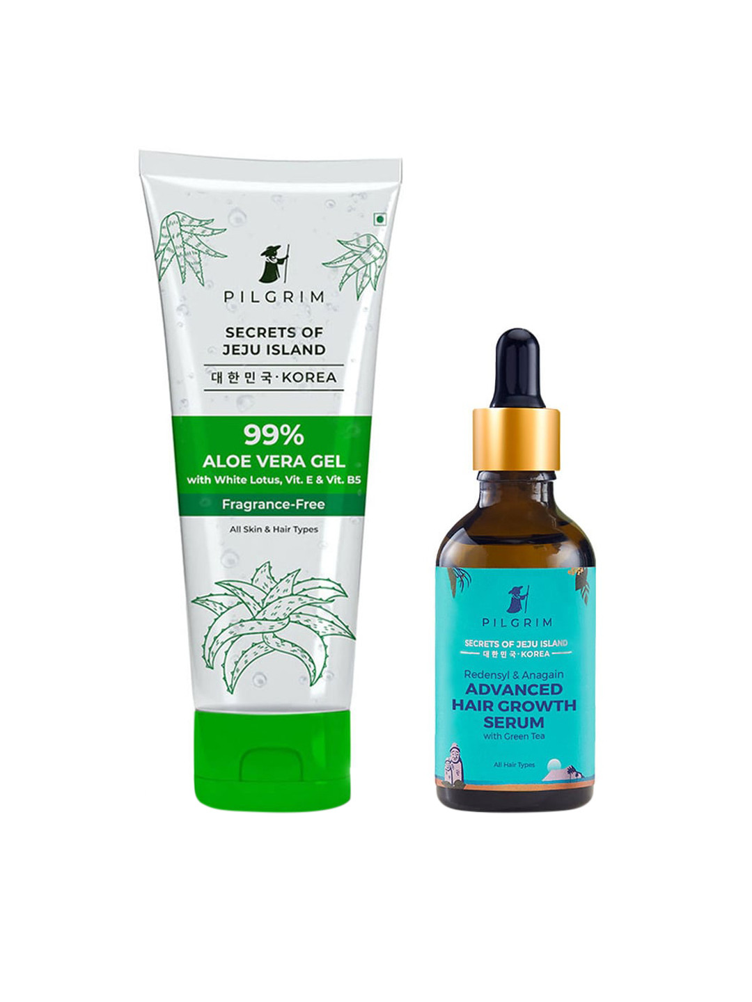 Pilgrim 99% Aloe Vera Gel with White Lotus 200 ml & Advanced Hair Growth Serum 50 ml