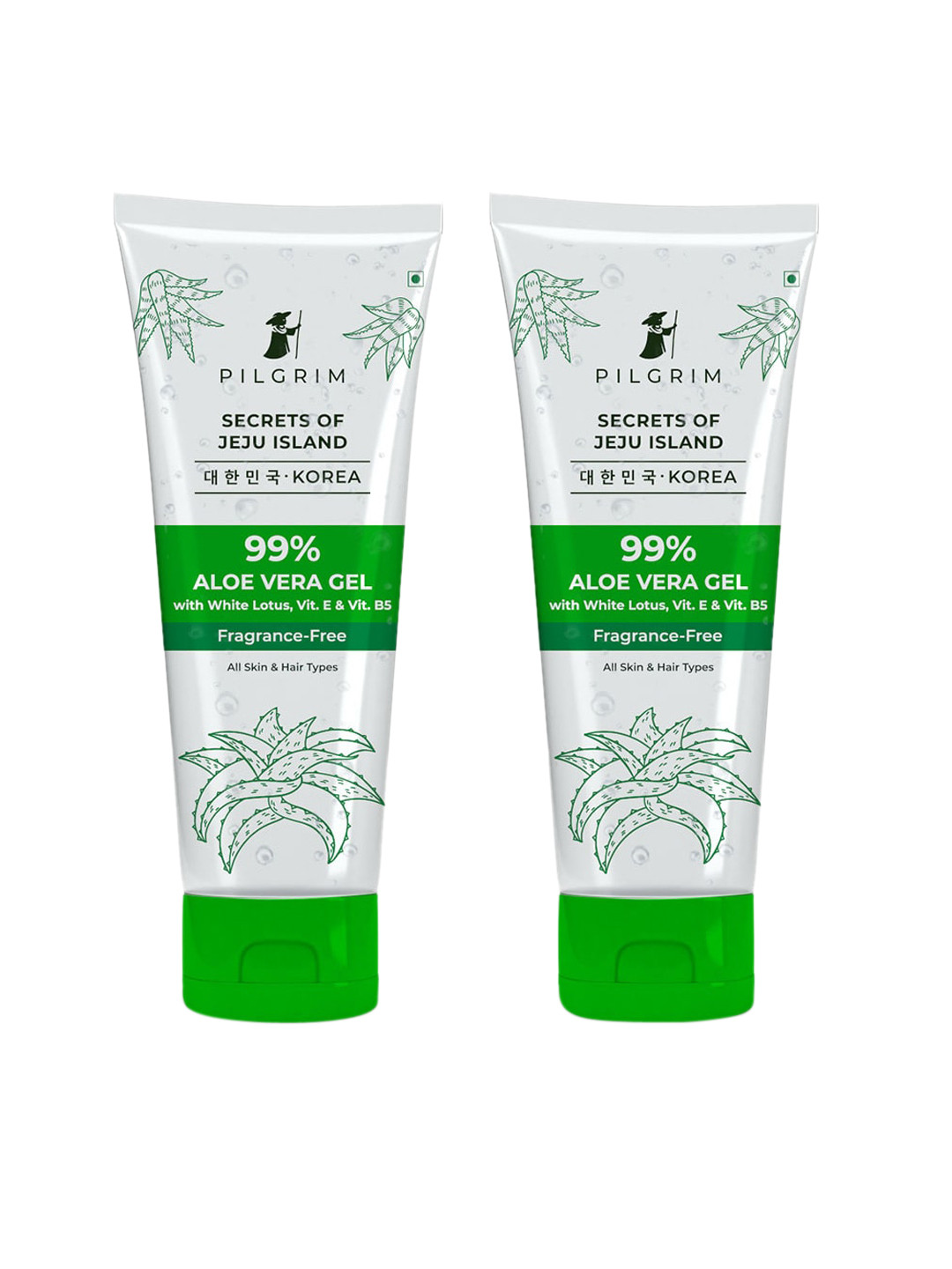 Pilgrim Set Of 2 Secrets Of Jeju Island Pure Aloe Vera Gel With Vitamin E - 400g