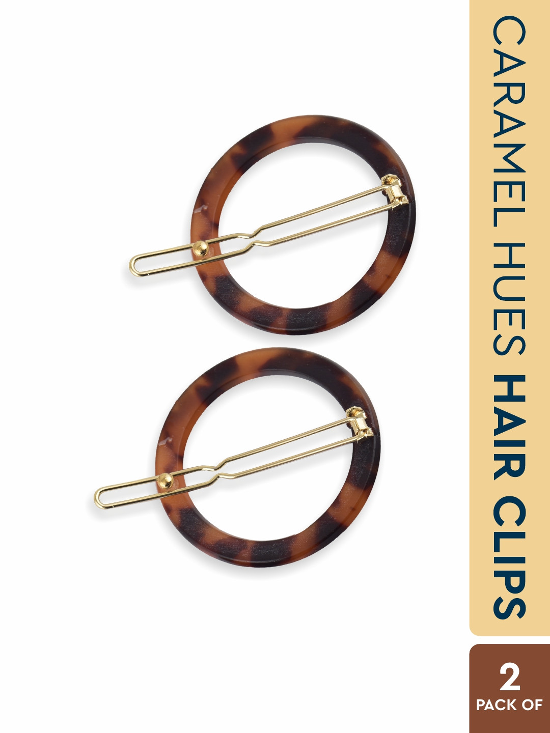 GUBB Girls Set of 2 Brown & Gold Toned Caramel Hues Hair Clip Pins