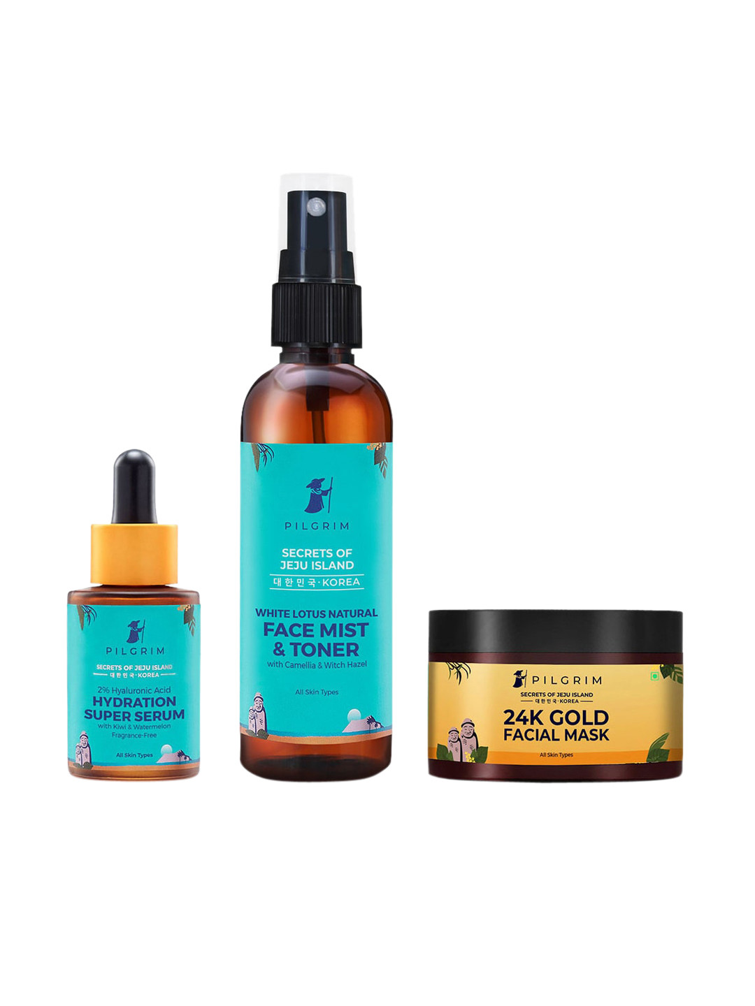 Pilgrim At-Home Golden Glow & Hydration Skin Treatment Combo Kit - 180 ml