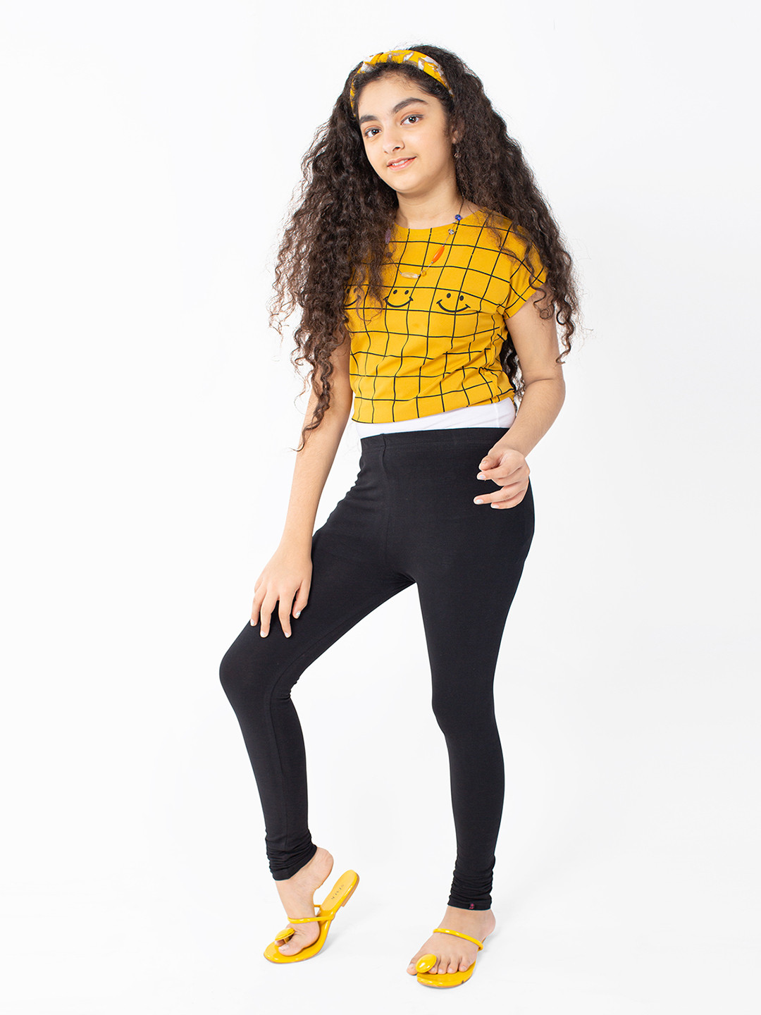 indian flower Girls Black Solid Churidar-Length Leggings