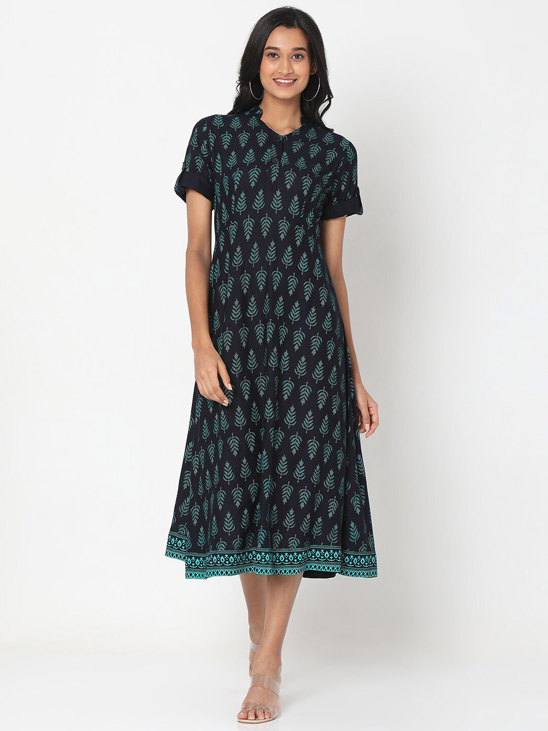 Smarty Pants Navy Blue Shirt Midi Dress