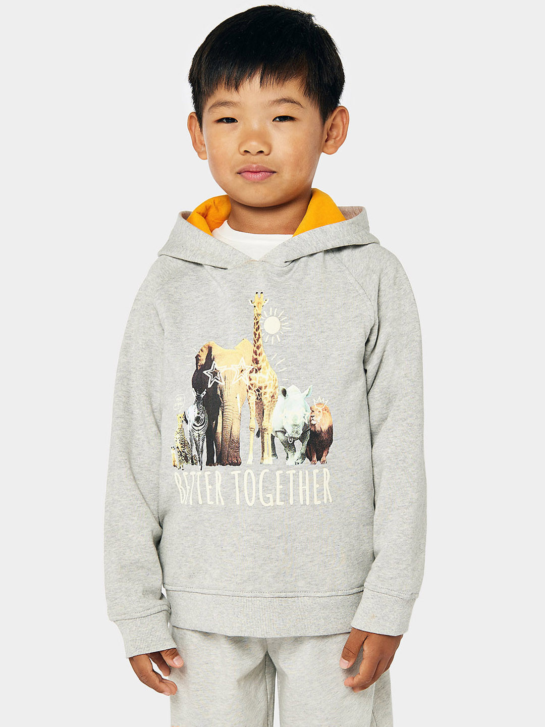 mothercare Boys Grey Photographic Printed Hooded Organic Cotton Sweatshirt