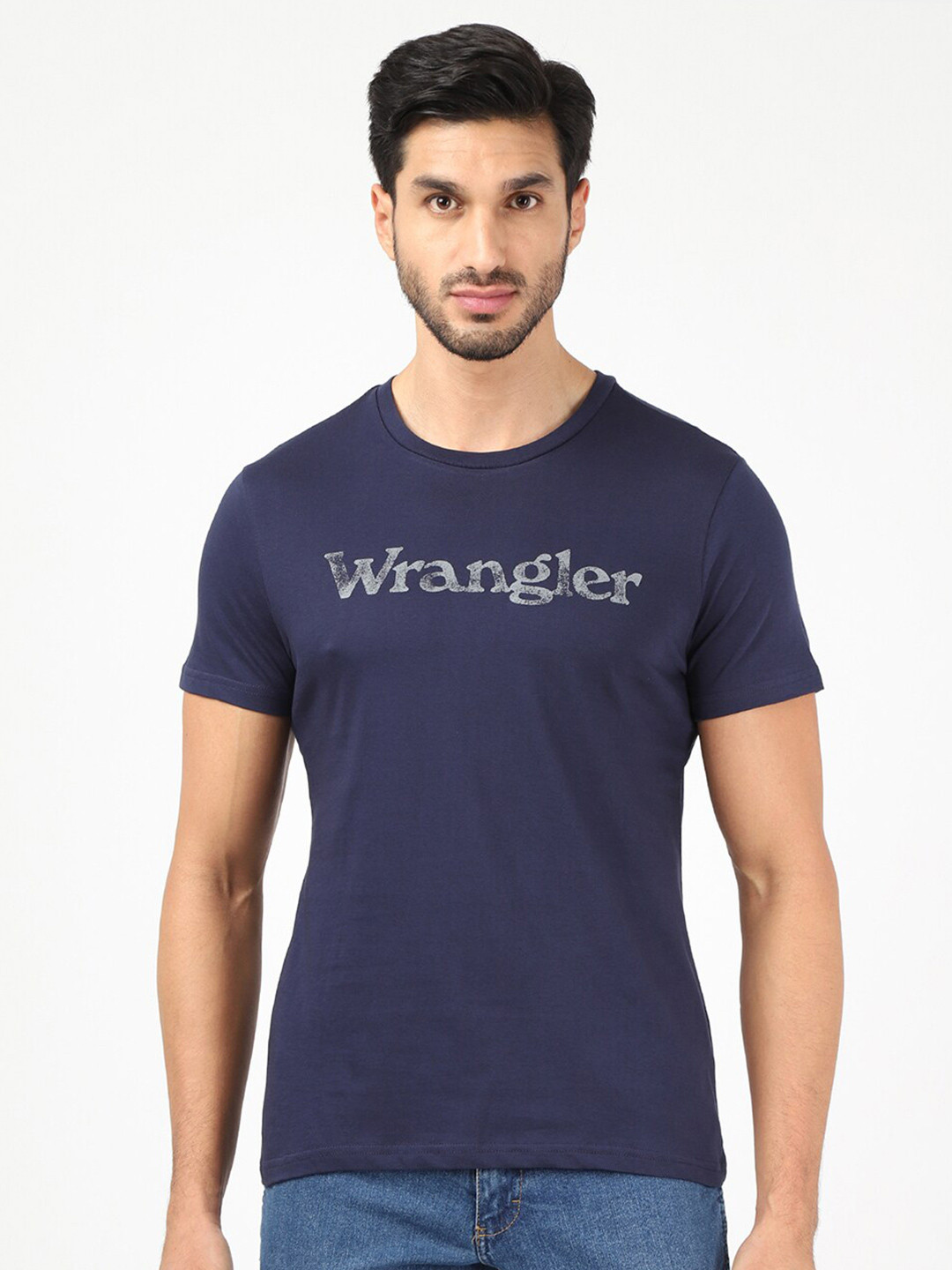 Wrangler Men Blue & reflecting pond Typography Printed T-shirt
