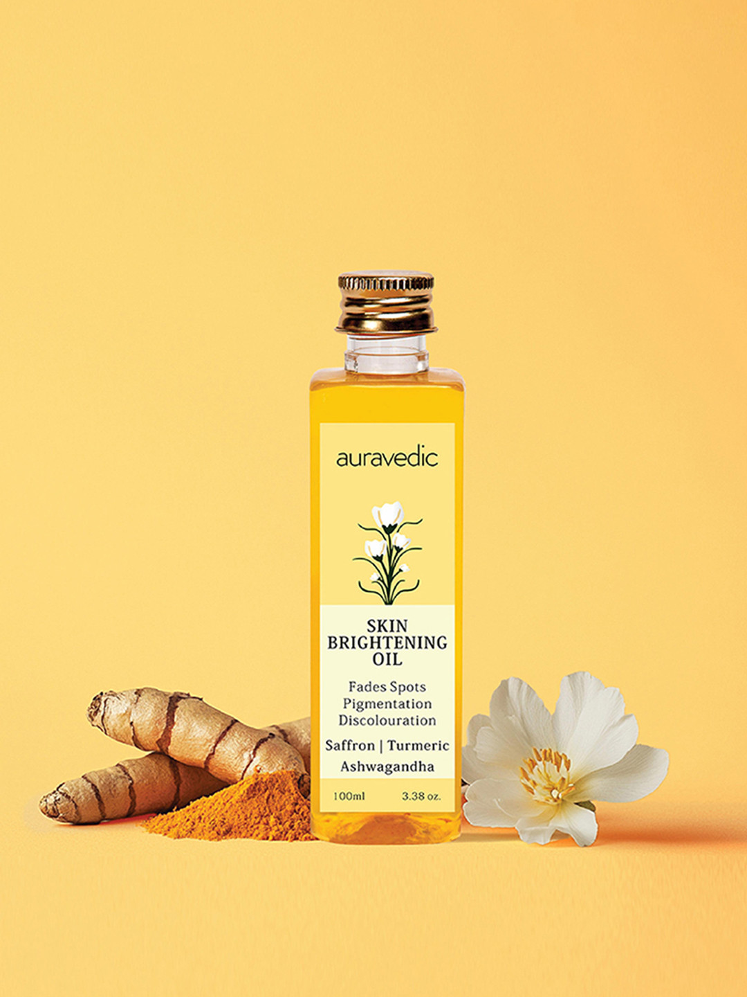Auravedic Skin Brightening Oil with Turmeric-Saffron for Dark Spots & Pigmentation - 100ml