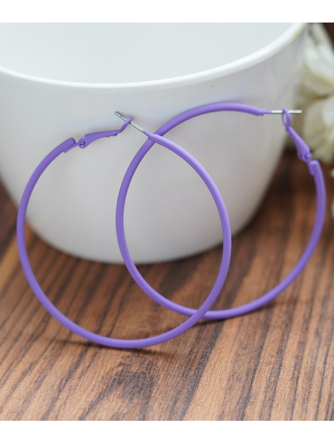 MIZORRI Purple Contemporary Hoop Earrings