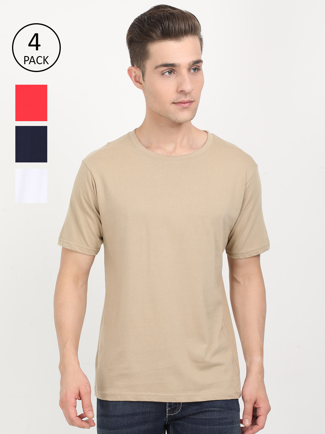 Fleximaa Men Multicoloured & bleached sand 4 T-shirt