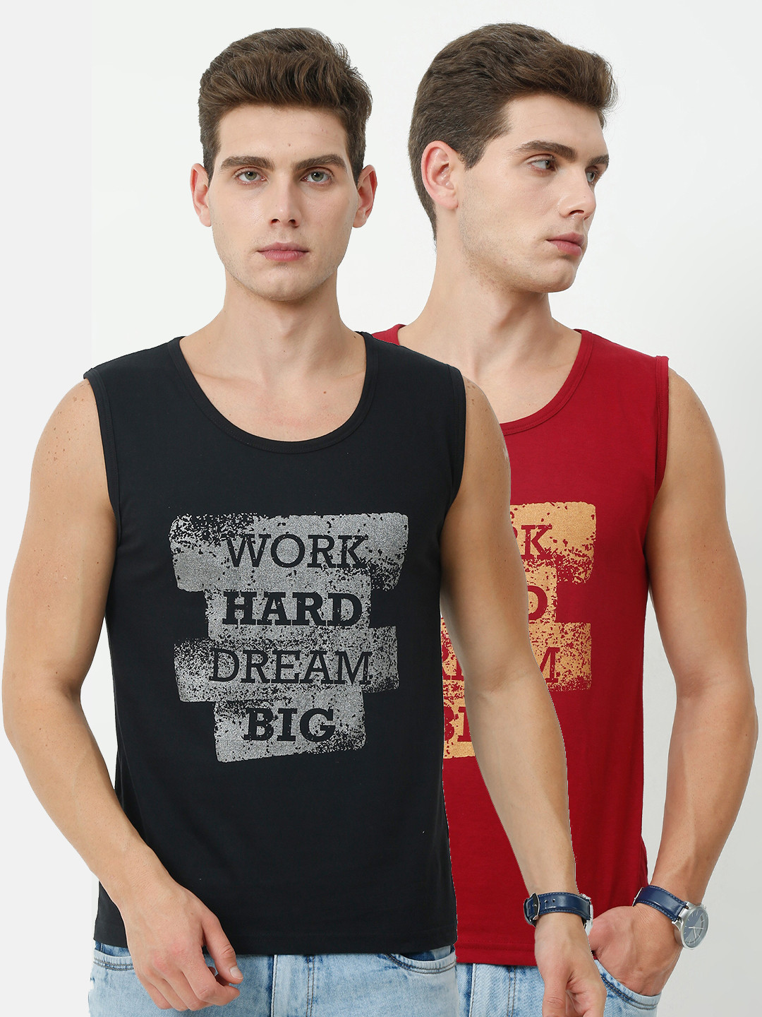 Fleximaa Men Multicoloured & rich black Typography 2 Printed T-shirt