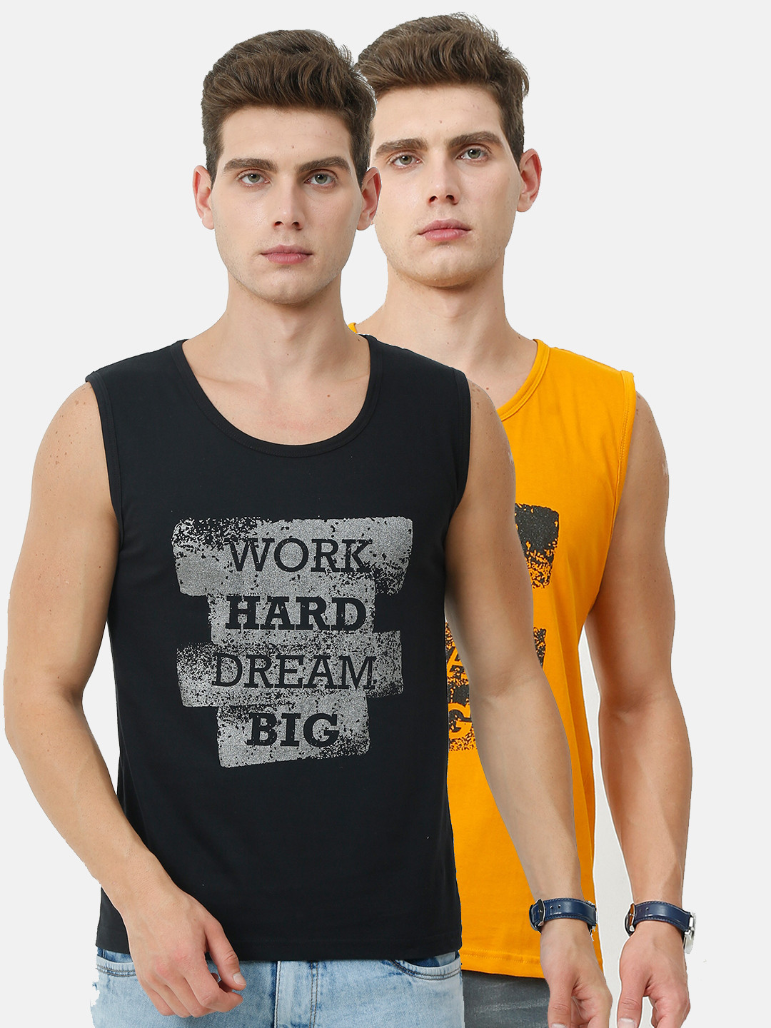 Fleximaa Men Multicoloured & rich black Typography 2 Printed T-shirt