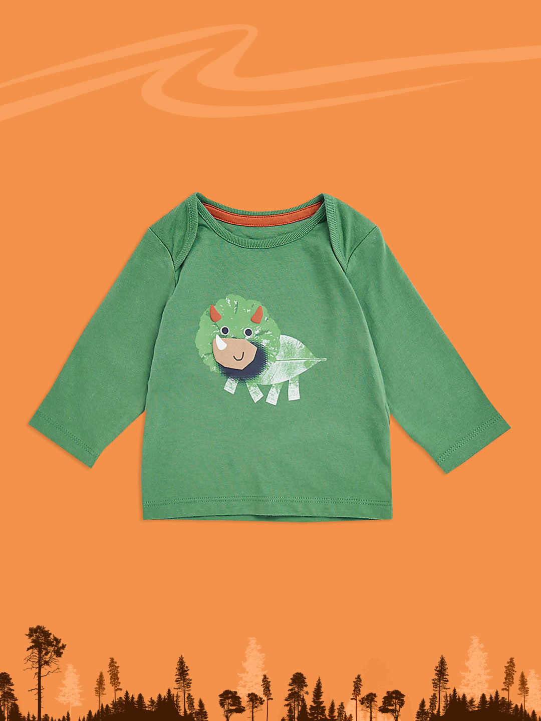 mothercare Boys Green Animal Print Envelope Neck Regular Sleeves Pure Cotton T-shirt