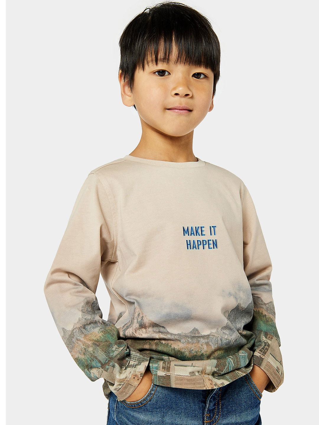 mothercare Boys Beige Printed T-shirt
