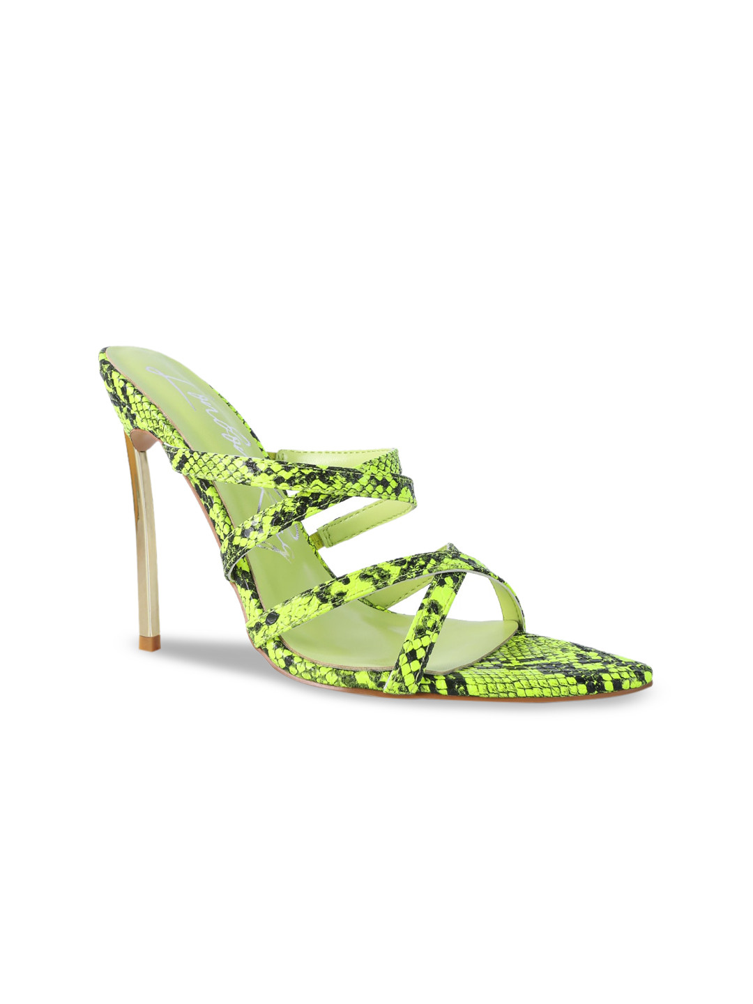 London Rag Yellow Printed Party Stiletto Sandals