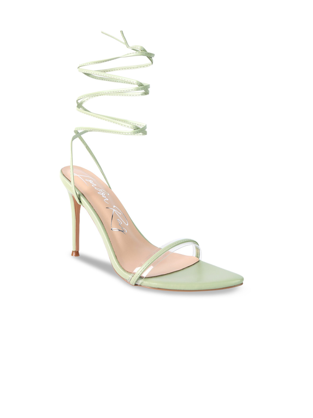 London Rag Green Solid Party Stiletto Heels