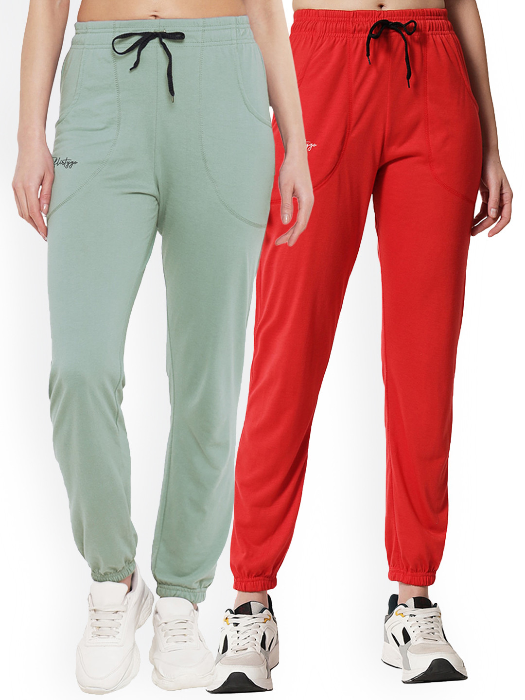 FFLIRTYGO Women Pack of 2 Solid Cotton Joggers