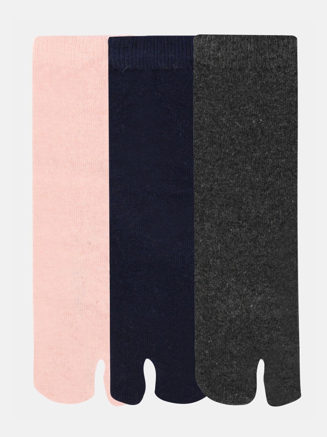 NEXT2SKIN Pack of 3 Cream-Coloured & Navy Blue Calf length Socks
