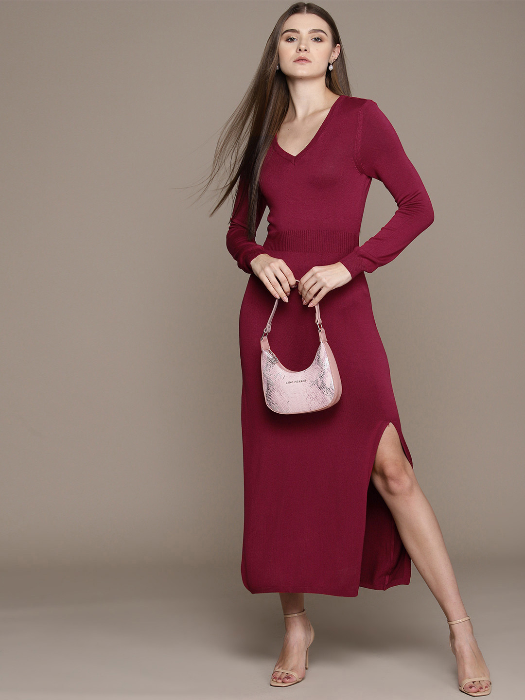 bebe Women All Day High Slit Sweater Dress