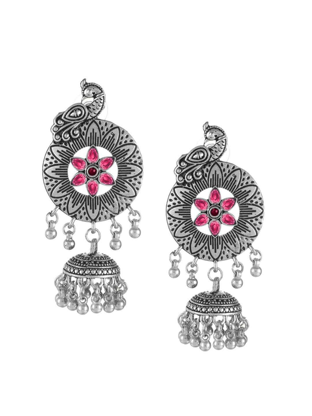 Mali Fionna Pink Contemporary Jhumkas Earrings