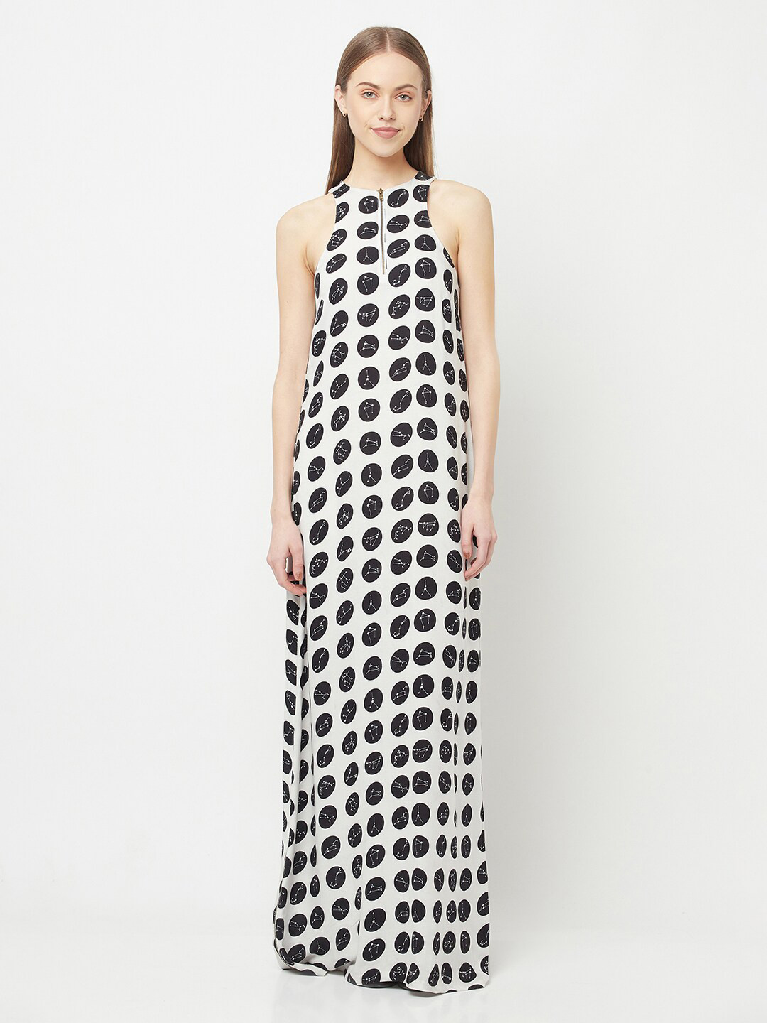 Crimsoune Club X Nikhil Thampi Women White Printed Side-Slit Maxi Dress