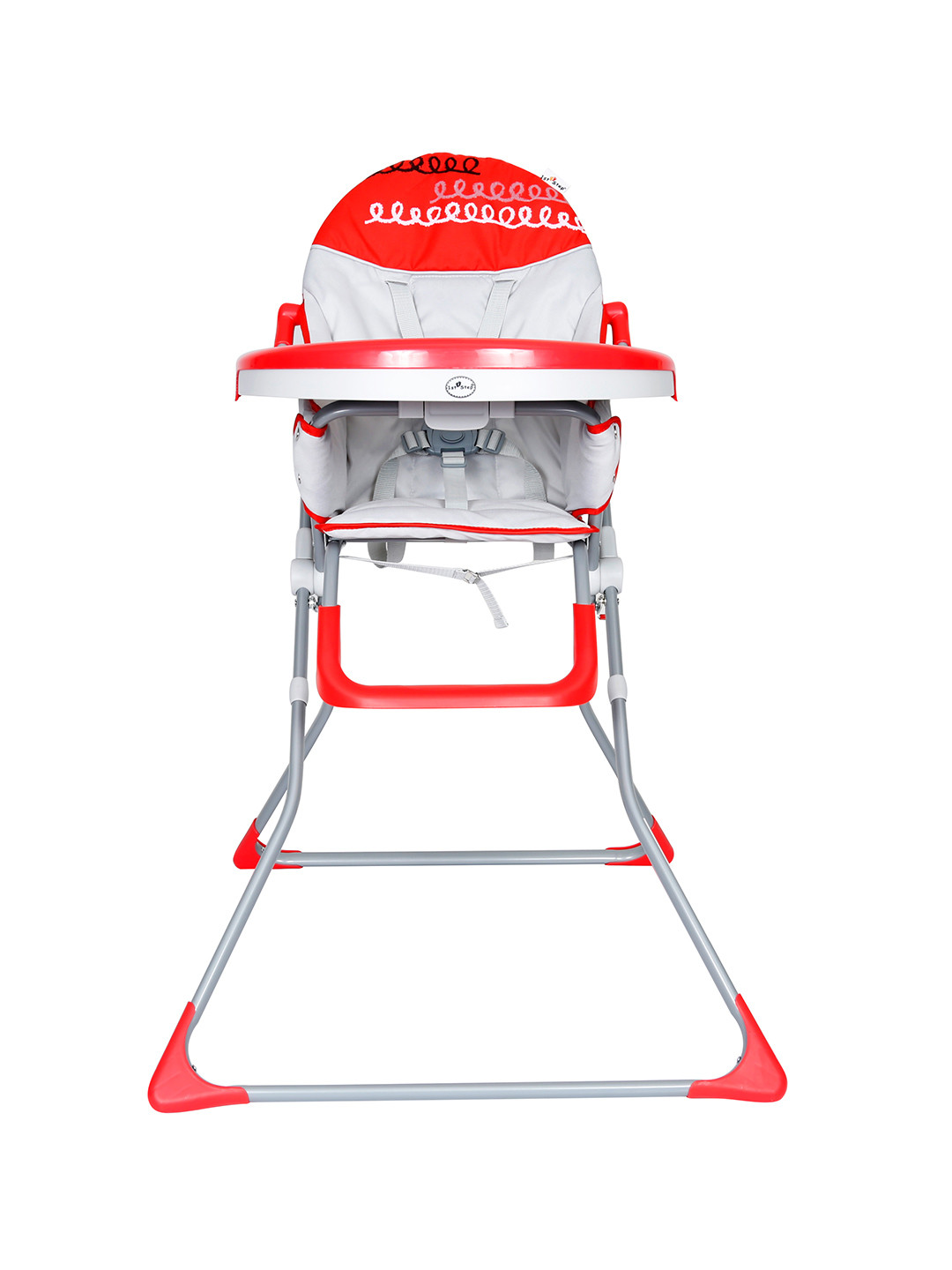 1st Step Infant Red & White  Solid High Chair With 5 Point Safety Harness