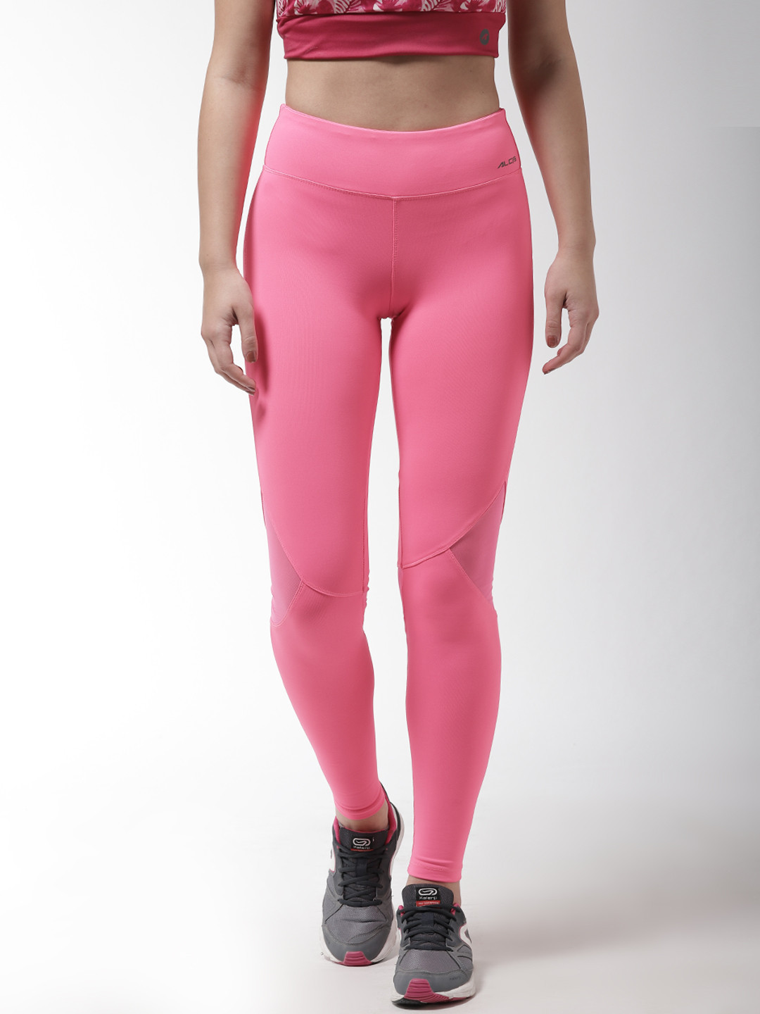 Alcis Pink Solid Sports Tights