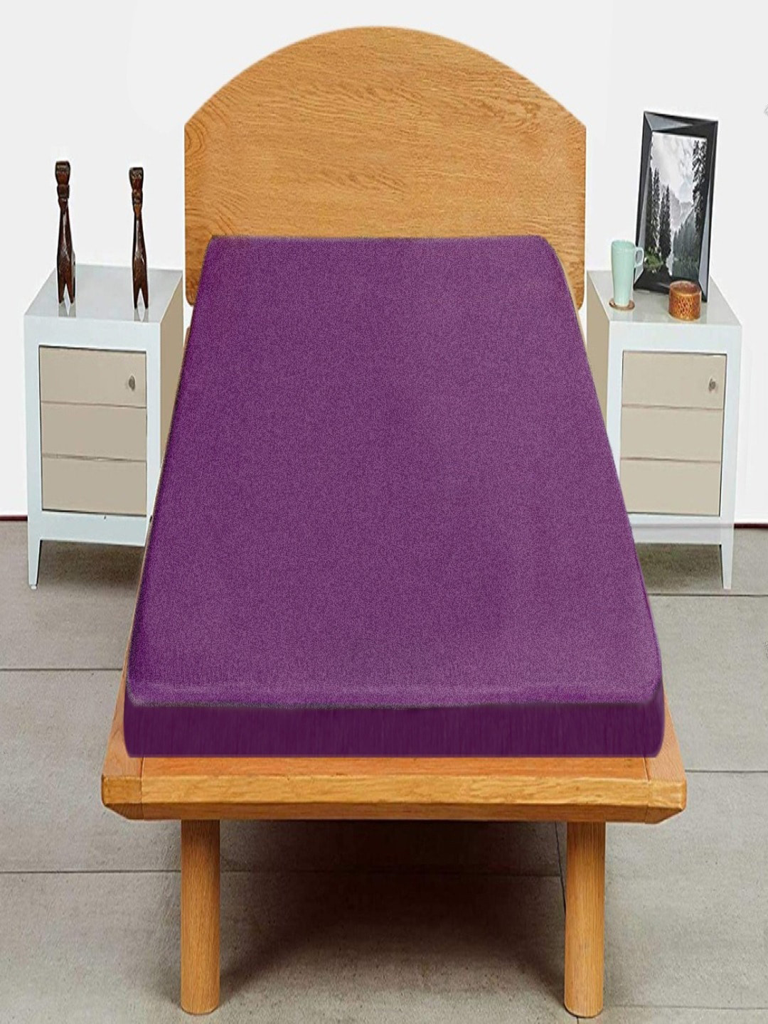 Trance Home Linen Purple Solid Waterproof Single Bed Size Mattress Protector