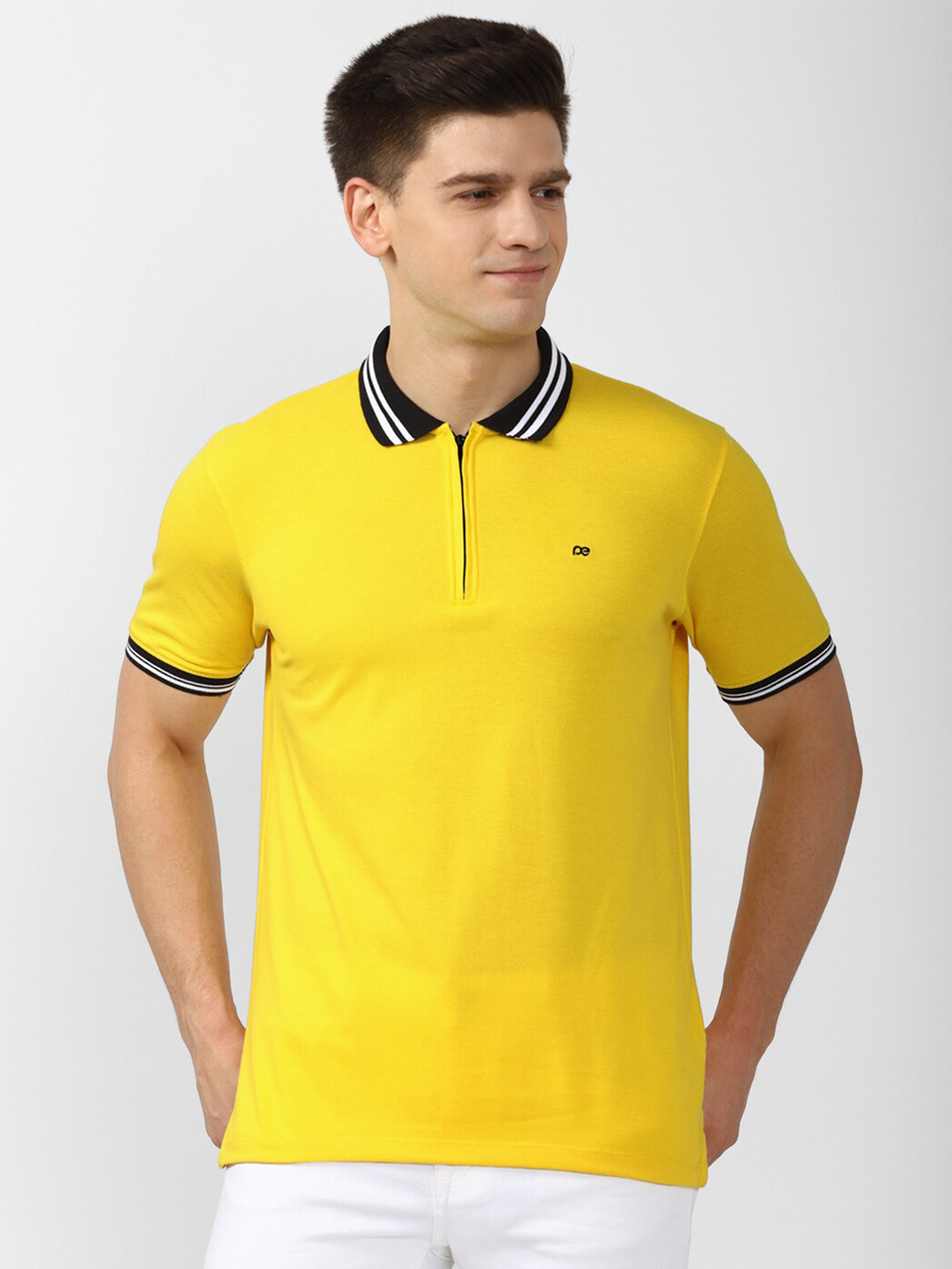 Peter England Casuals Men Yellow & golden yellow Polo Collar Applique T-shirt
