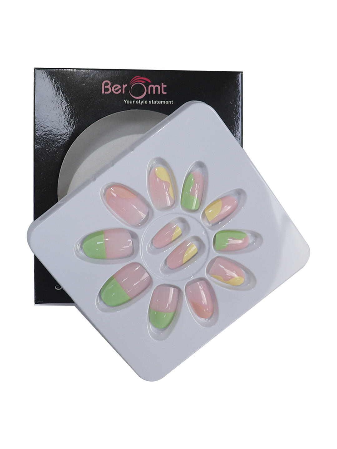 BEROMT 12 Pcs Long-Lasting Reusable Lightweight Salon Finish Press on Nail Tips- Shade 245