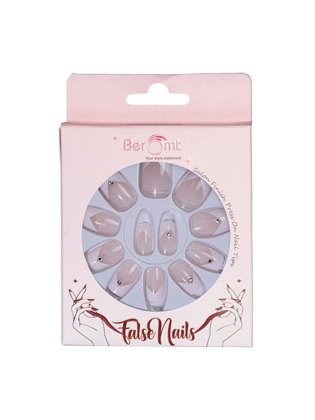BEROMT 12 Pcs Long-Lasting Reusable Lightweight Salon Finish Press on Nail Tips- Shade 202