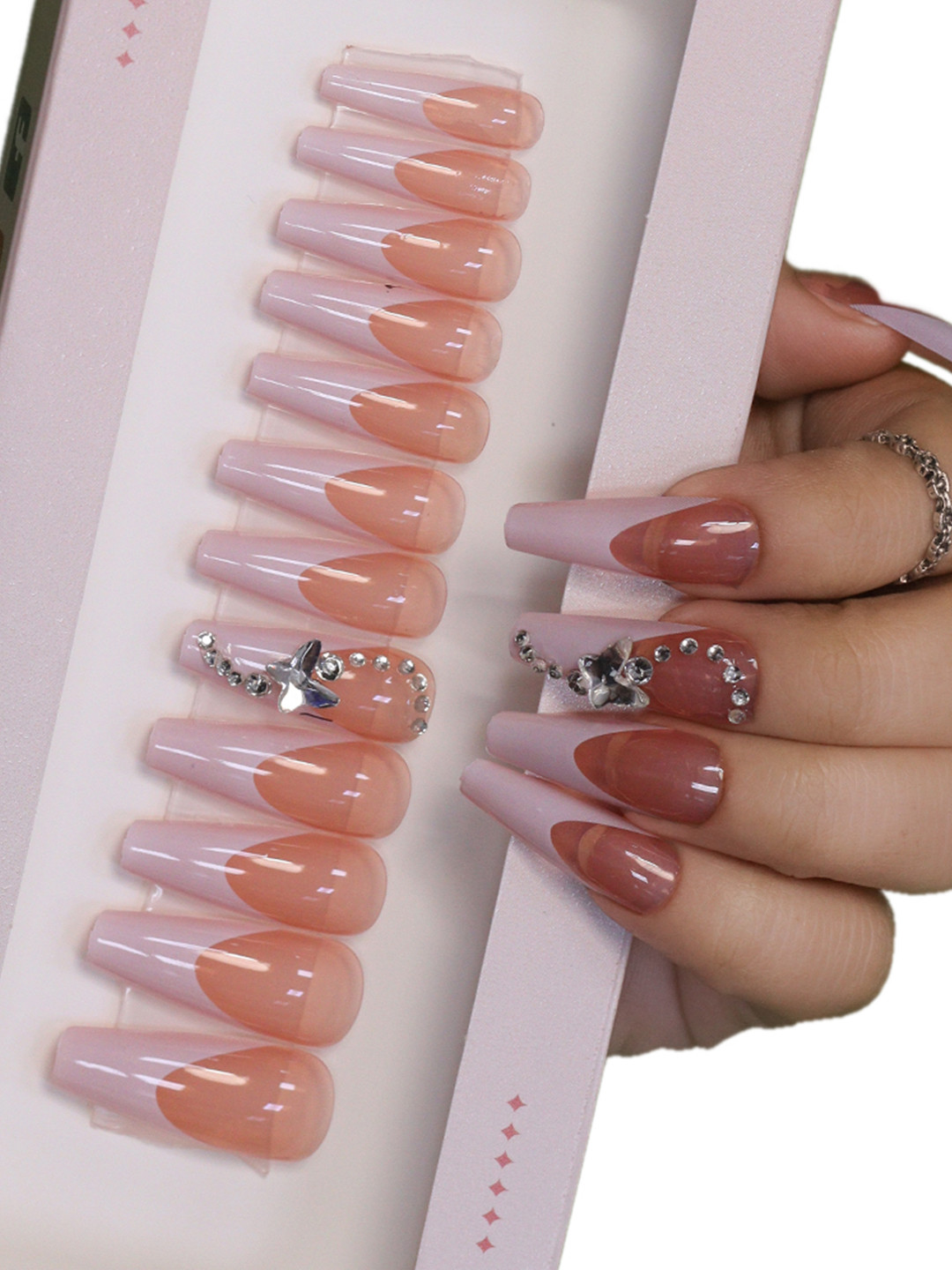 BEROMT 12 Pcs Long-Lasting Reusable Lightweight Salon Finish Press on Nail Tips - 265