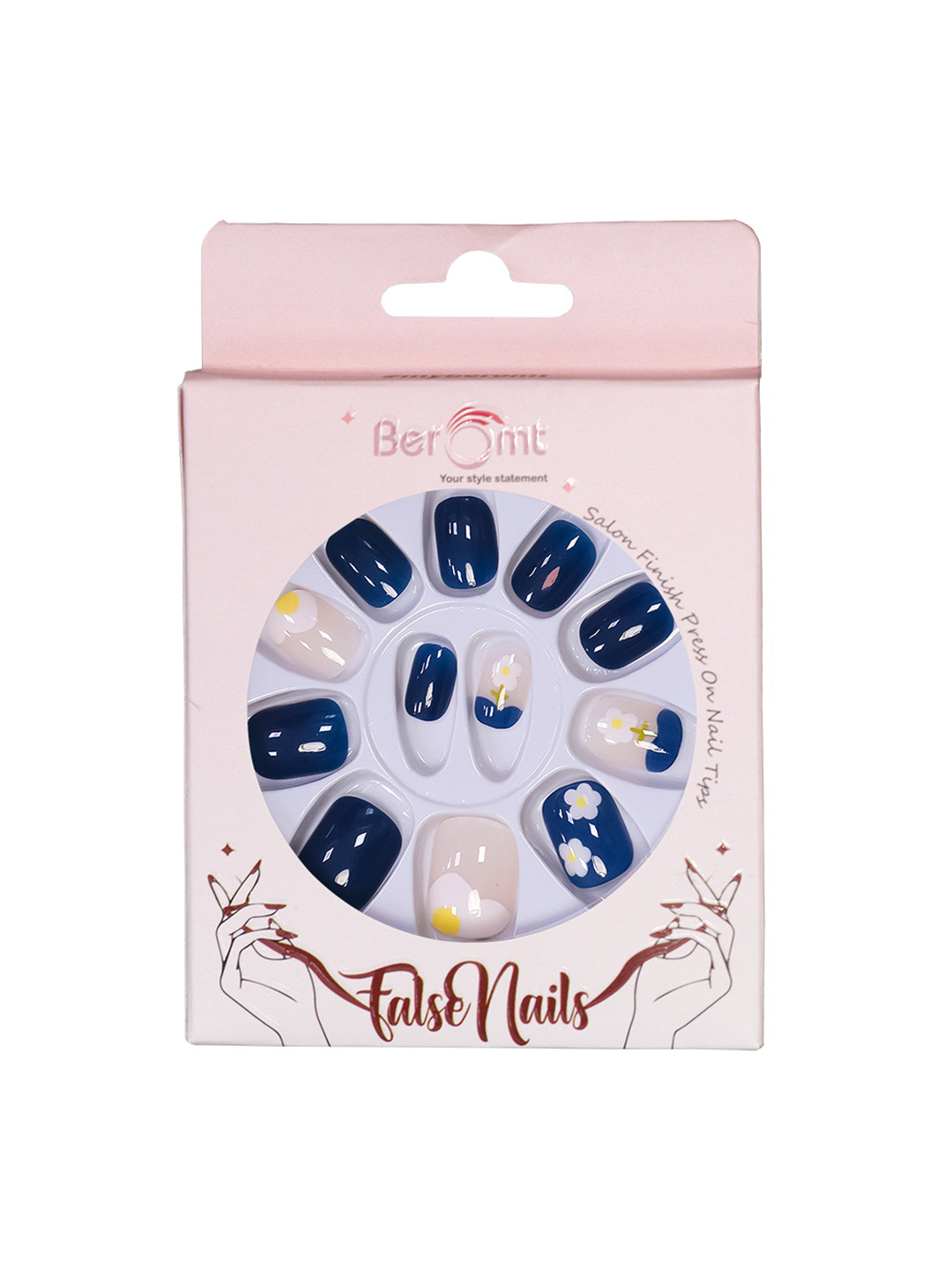 BEROMT 12 Pcs Long-Lasting Reusable Lightweight Salon Finish Press on Nail Tips- Shade 190