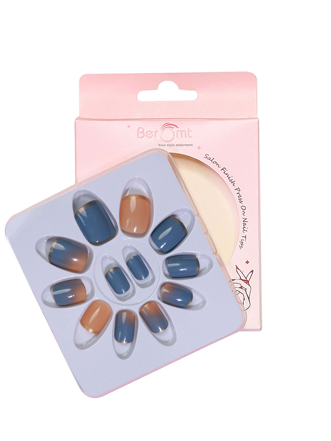BEROMT 12 Pcs Long-Lasting Reusable Lightweight Salon Finish Press on Nail Tips- Shade 180