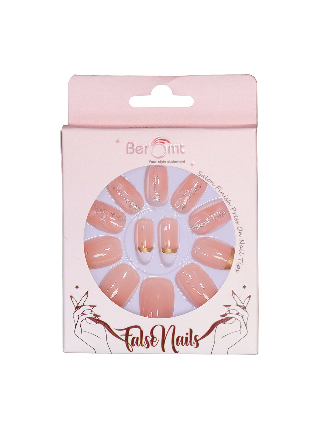 BEROMT 12 Pcs Long-Lasting Reusable Lightweight Salon Finish Press on Nail Tips- Shade 216