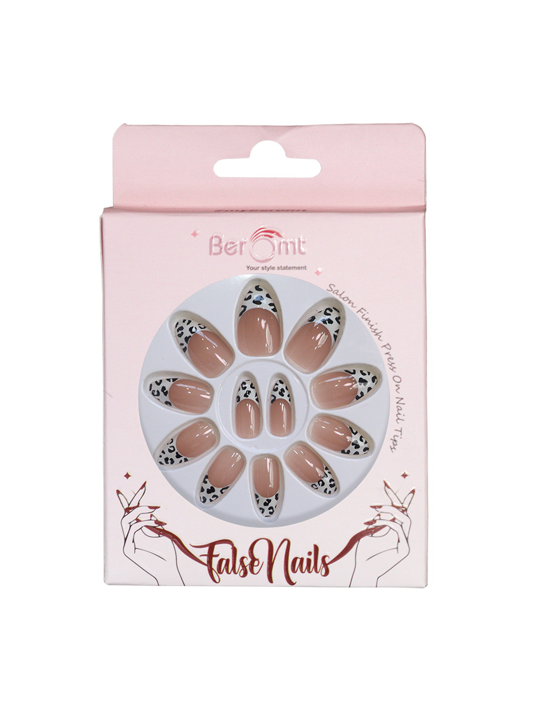 BEROMT 12 Pcs Long-Lasting Reusable Lightweight Salon Finish Press on Nail Tips- Shade 241