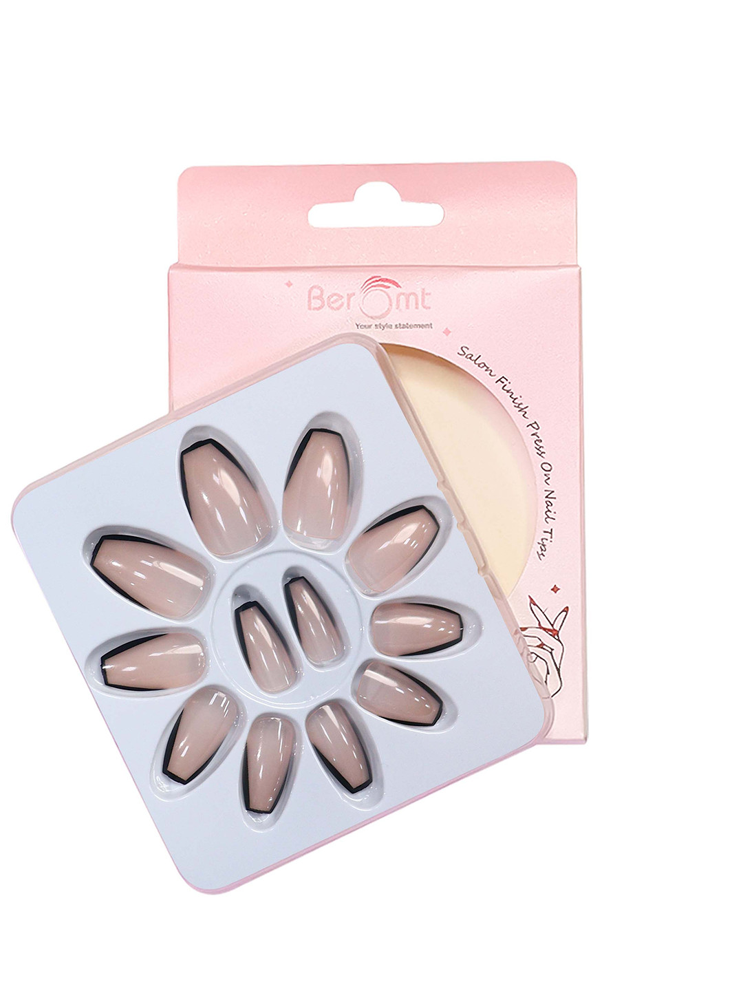 BEROMT 12 Pcs Long-Lasting Reusable Lightweight Salon Finish Press on Nail Tips - 258