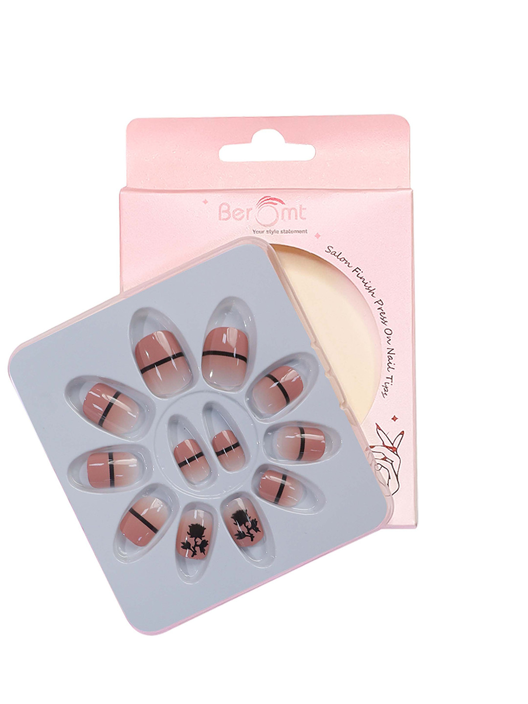BEROMT 12 Pcs Long-Lasting Reusable Lightweight Salon Finish Press on Nail Tips- Shade 247