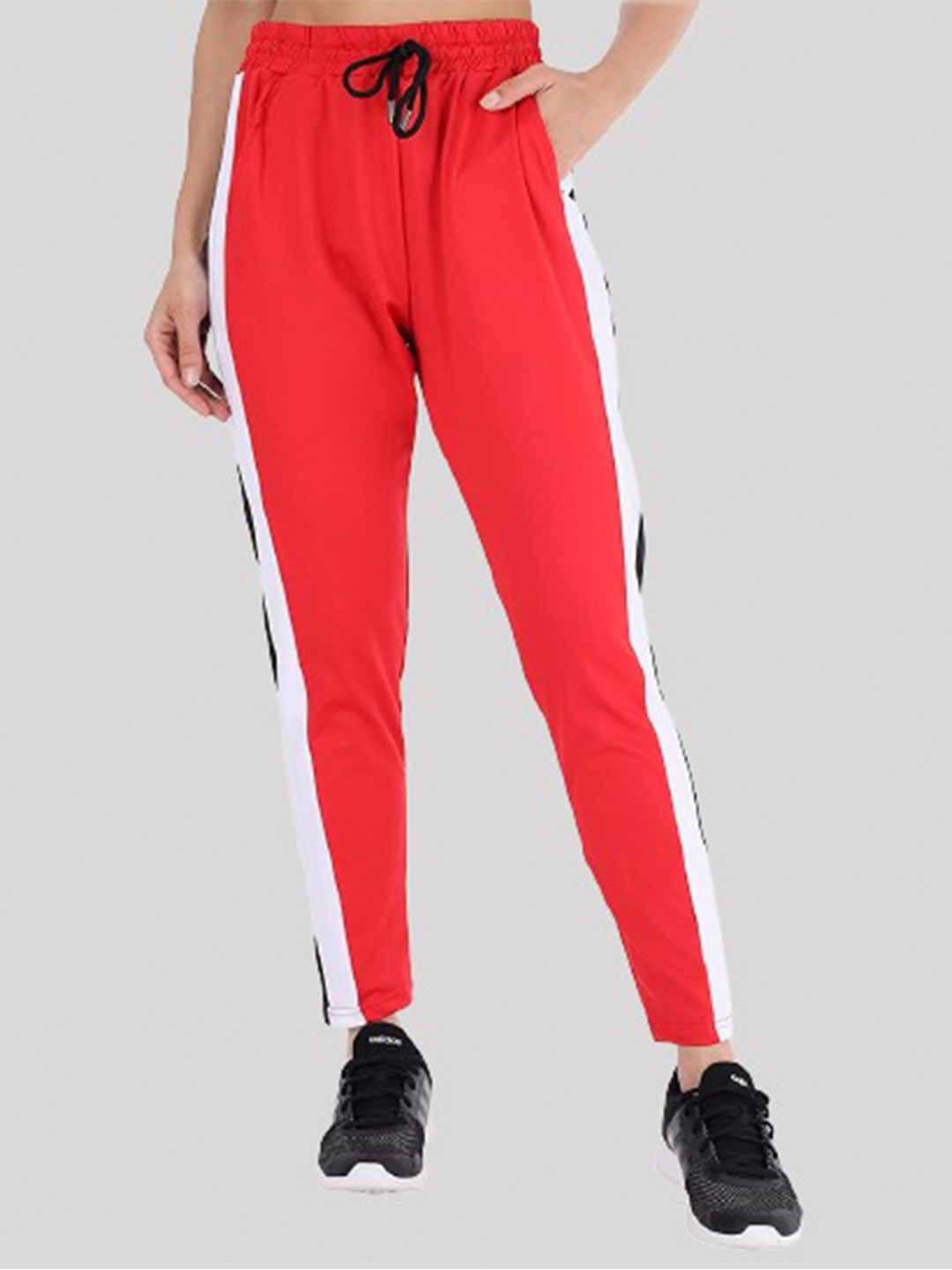 SEPHANI Women Red Solid Slim-Fit Track Pants