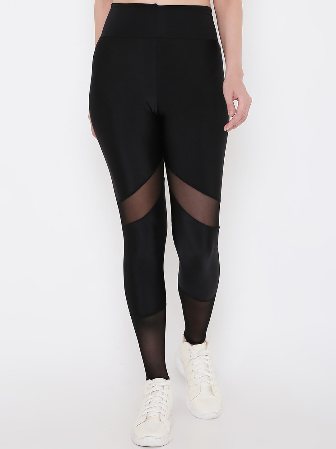 Berrys Intimatess Women Black Mesh Contour Ankle Length Sports Leggings