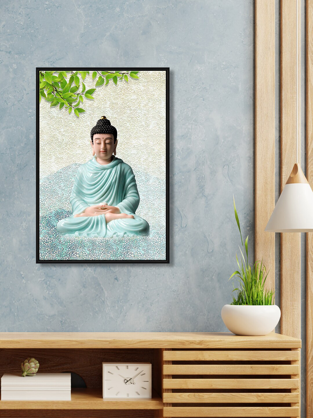 999Store Blue & Green Sitting Buddha Wall Art