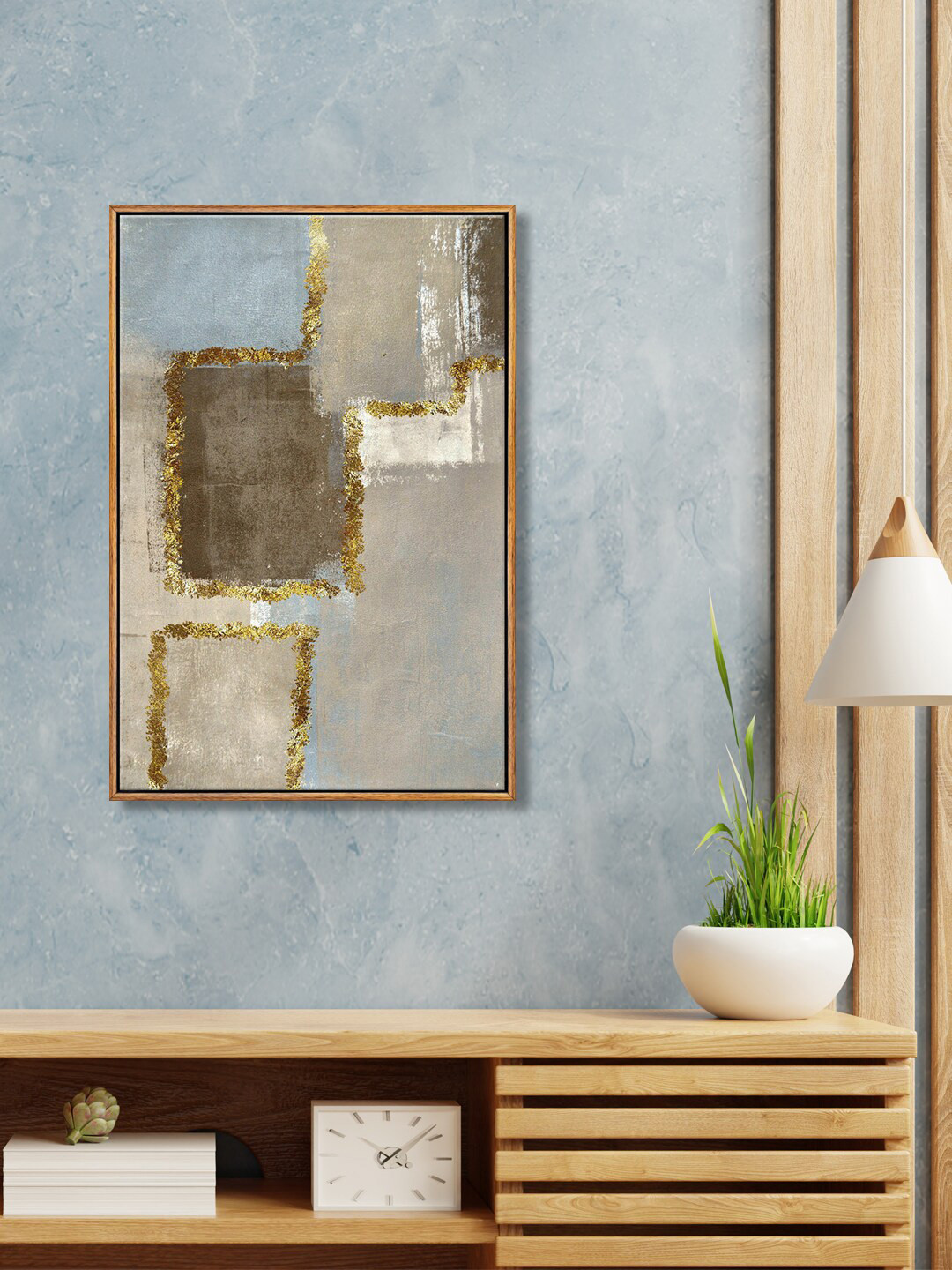 999Store Grey Abstract Framed Wall Painting
