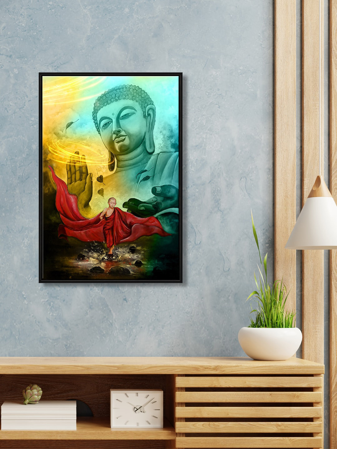 999Store Yellow Red &  Blue Printed Framed Wall Art