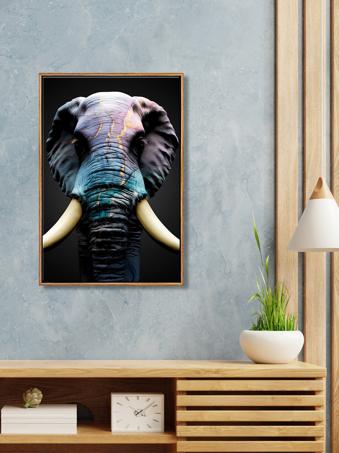 999Store Black & Blue Abstract Painting Canvas Wall Art